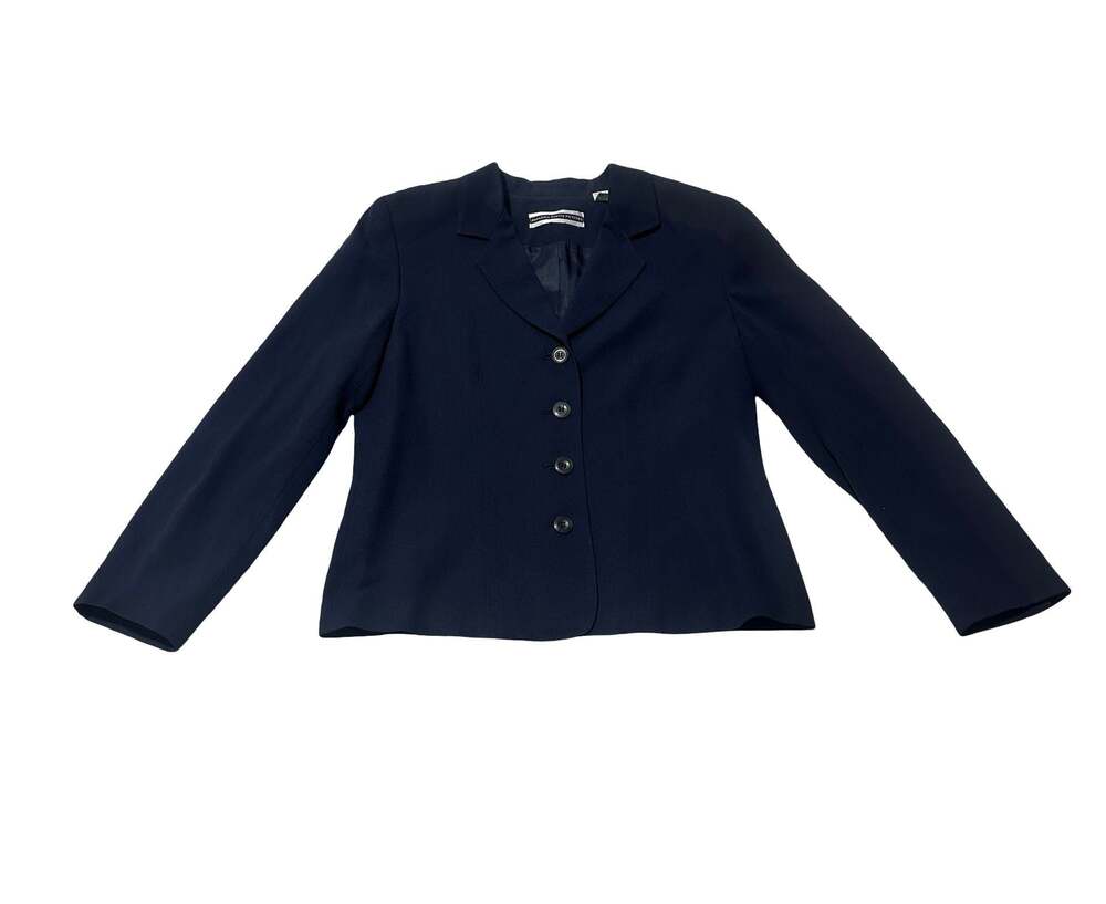 Amanda Smith Petites Navy Blue Button Front Blazer Jacket W 10P Career Office